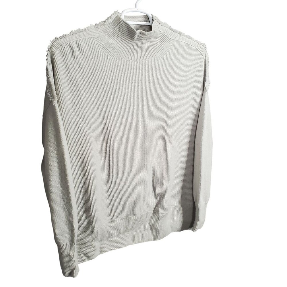 Dorothee Schumacher 5 Size XL Sweater Cashmere Ribbed Knit Fringe Mock Neck Luxe